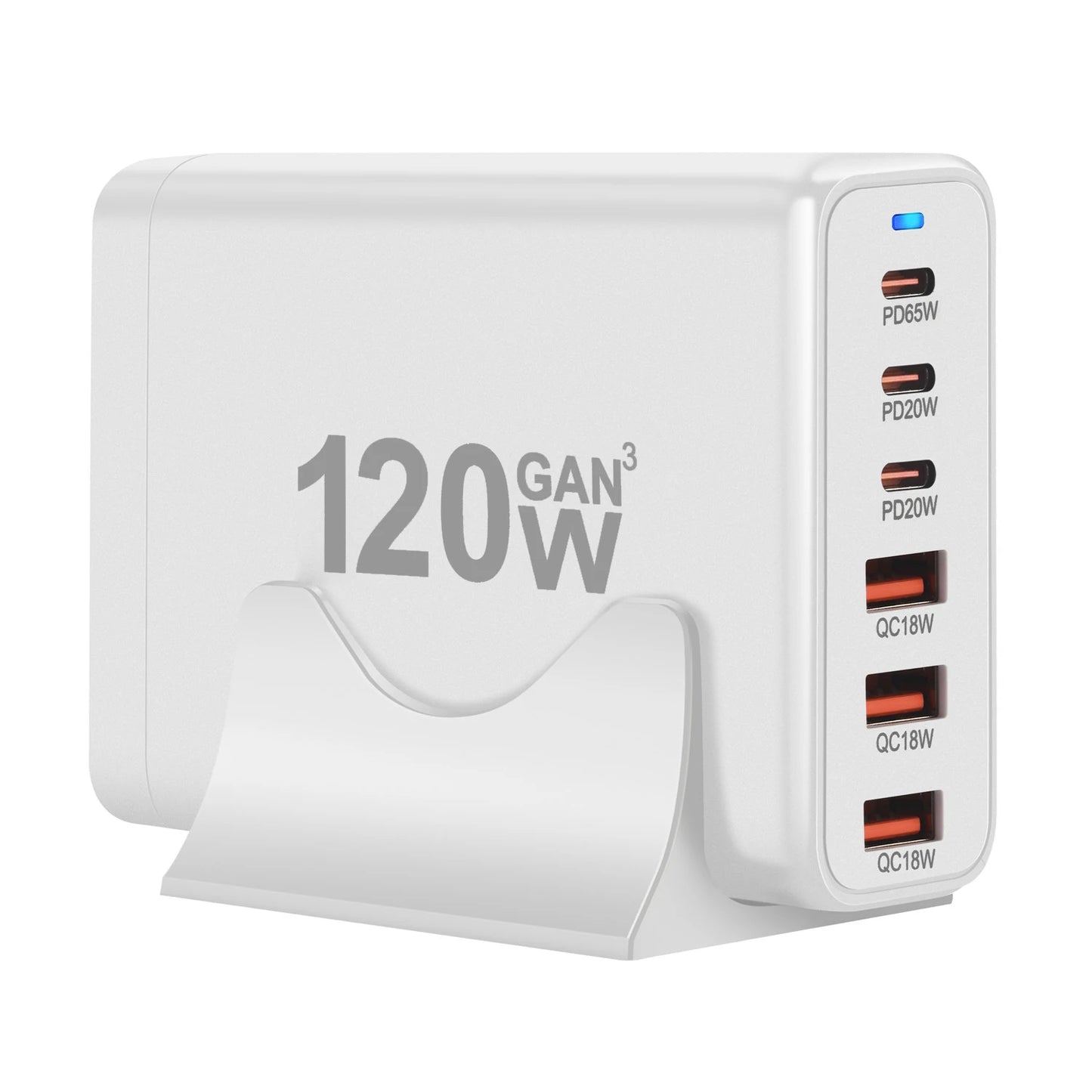 120W GAN Charger 6-port USB Type C PD Charger Fast Charge 3.0 USB Type C Fast Charger Mobile USB Charger Tablet Charger