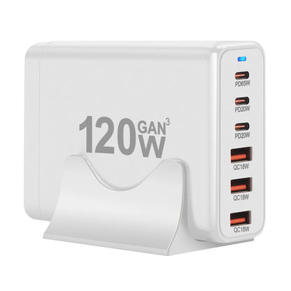 120W GAN Charger 6-port USB Type C PD Charger Fast Charge 3.0 USB Type C Fast Charger Mobile USB Charger Tablet Charger
