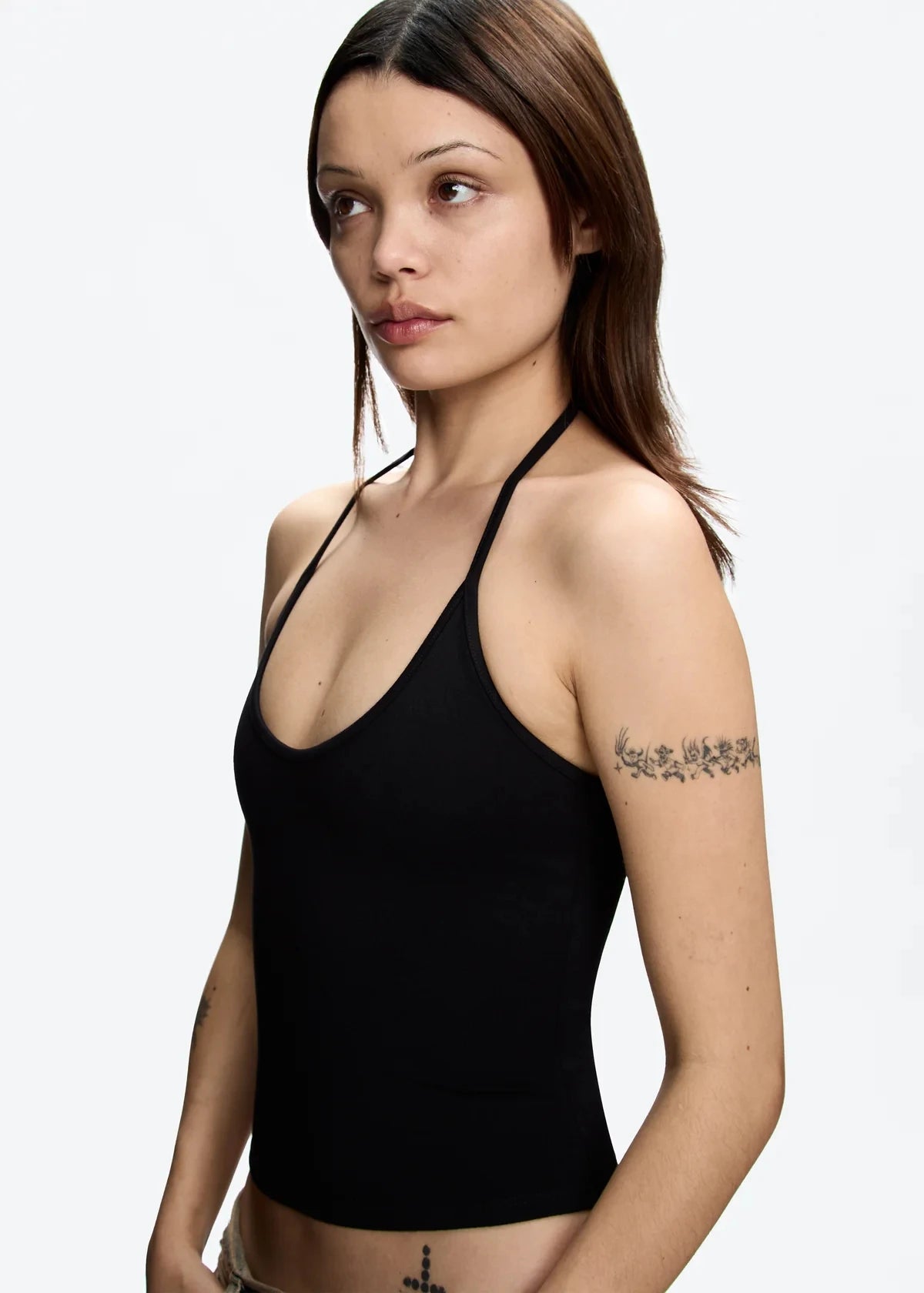 Tank Baby Blue Thin Strap Halter Small U-Neck Vest White Sexy Women's Summer Short Top