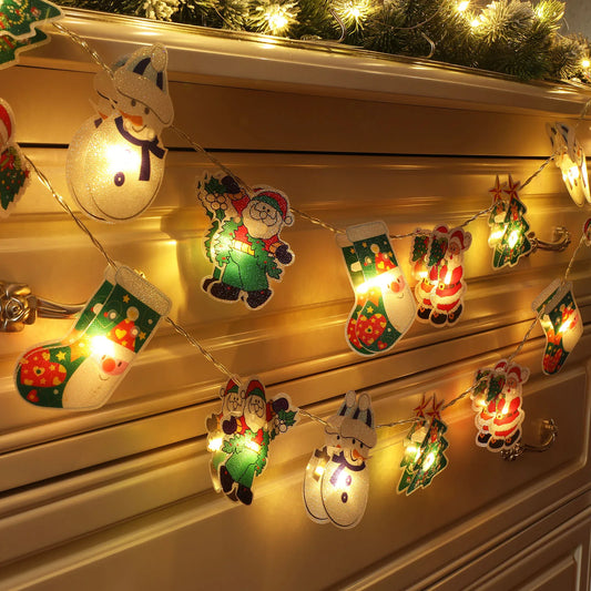 LED Christmas Tree Snowman Snowflake LED String Lights Home Window Ornament Lamp For New Year Party Garden Decoration