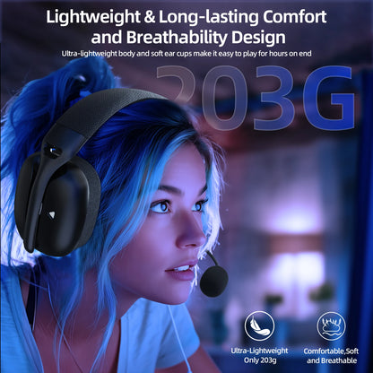 Attack Shark L80Pro Gaming Headphones 2.4G Bluetooth Connection Mode,Dual-microphone Design,Ultra-light Body,Soft Ear Cups