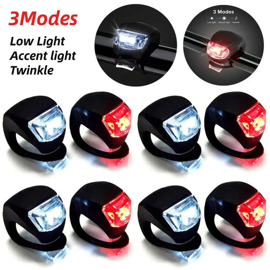 LED Silicone Bicycle Front Rear Light Set 3 Modes Waterproof MTB Mountain Road Bike Cycling Headlight Night Tail Warning Lamp
