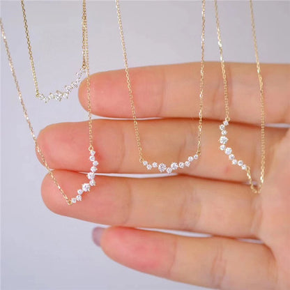 925 Sterling Silver 18k Gold Plated Necklace Moon Sparkling Zircon Clavicle Choker for Women Wedding Fine Jewelry Collares