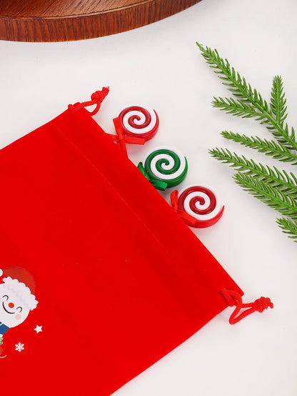 20/1Pcs Red Christmas Velvet Bags Drawstring Santa Gift Pouch Candy Snack Wrapping Bag Christmas Wedding Party Favors Decoration
