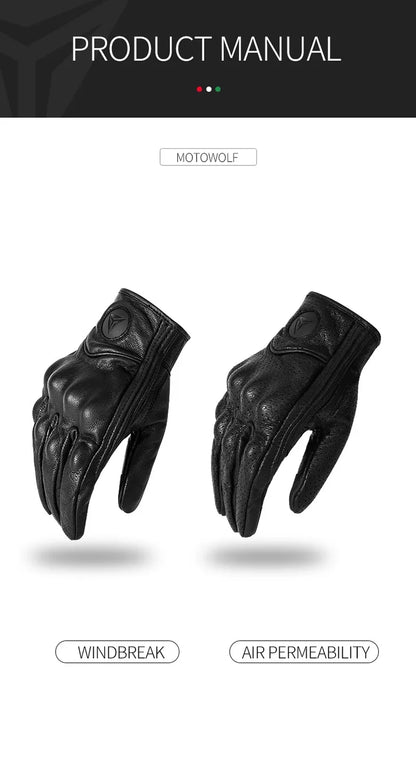 Motorcycle Gloves Men Women Moto Leather Carbon Cycling Winter Gloves Motorbike Motorcross ATV Motor Gloves