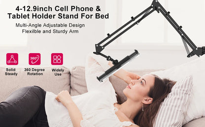 Tablet Stand Holder for Bed Rotatable Phone Stand for 4-12.9" iPad Pro Samsung Tab Xiaomi Pad Tablet Adjustable Holder Long Arm
