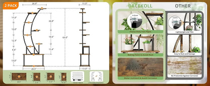 64" Indoor Plant Stand with Grow Lights – 9-Tier Metal Shelf for Multiple Plants & Hanging Pots