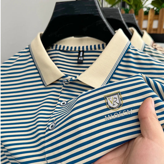 Breathable Cotton Men’s Polo Shirt – Striped Soft Summer Tee 2025