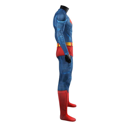 Hero Zentai Man Clark Kent Disguise Super High Quality Halloween Cosplay Costume Bodysuit with Red Cloak 3D Printed Kent Outfit