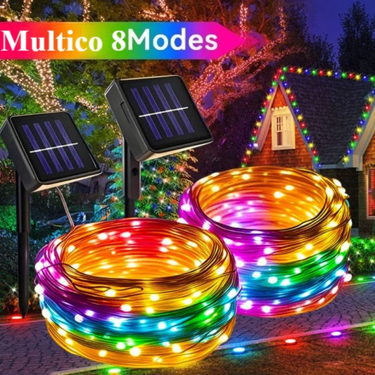 LED Solar Powered String Lights Copper Wire 8 Modes Solar Fairy Lights Outdoor Waterproof for Garden, Patio, Party, Christmas