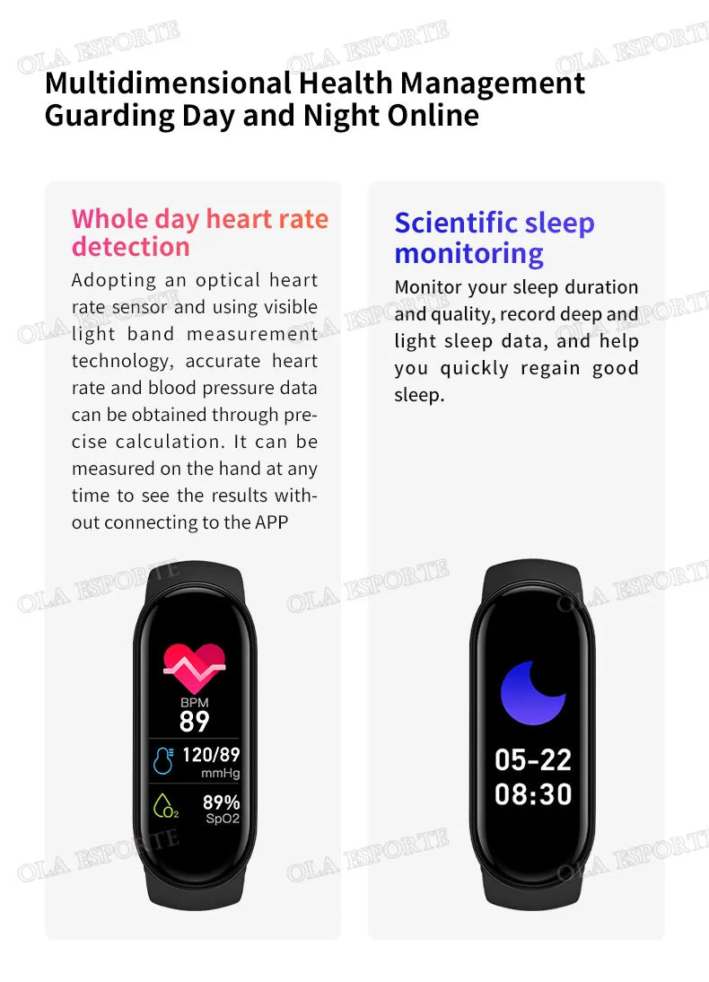 M7 Smartwatch Heart Rate Blood Pressure Monitoring Smart Watch Men Women Fitness Tracker Watch Waterproof Sports Smart Wristband