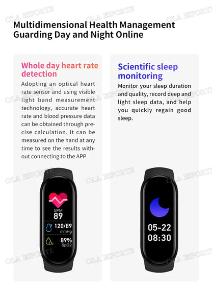 M7 Smartwatch Heart Rate Blood Pressure Monitoring Smart Watch Men Women Fitness Tracker Watch Waterproof Sports Smart Wristband
