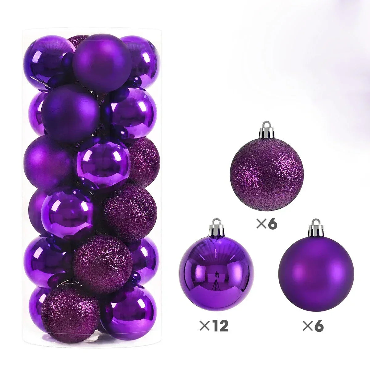 24Pcs 3/4/6CM Christmas Balls Big Ball Christmas Tree Pendant Ornaments for Party Decor 2025 New Year Navidad Gifts Accessory