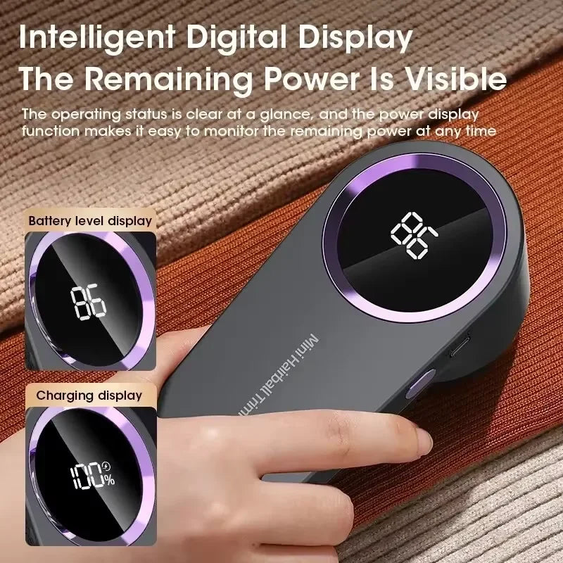 Electric Lint Remover Electric Pellet Fluff Remover Digital Display Debobbler Clothes Shaver Multifunction for Clothes Sweater