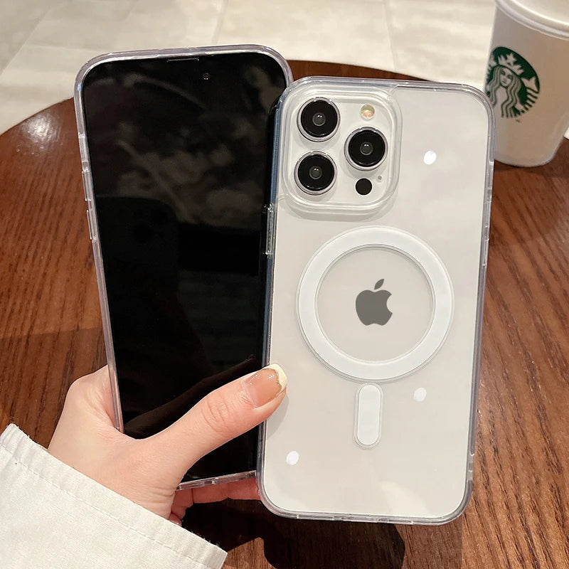 MagSafe Clear Magnetic Case – Shockproof Transparent Cover for iPhone 11–16 Series