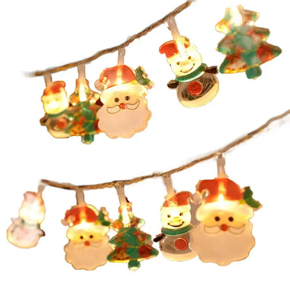 Christmas Lights String Santa Claus Snowman Battery-operated Garland LED Christmas Decorative Light Party New Year's Decor
