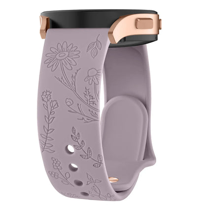 20mm Floral Engraved Band for For Samsung Galaxy Watch 6/5/4/Active 2/5 Pro 45mm 40mm 44mm/Watch 6 4 Classic/Watch 3 41mm Strap