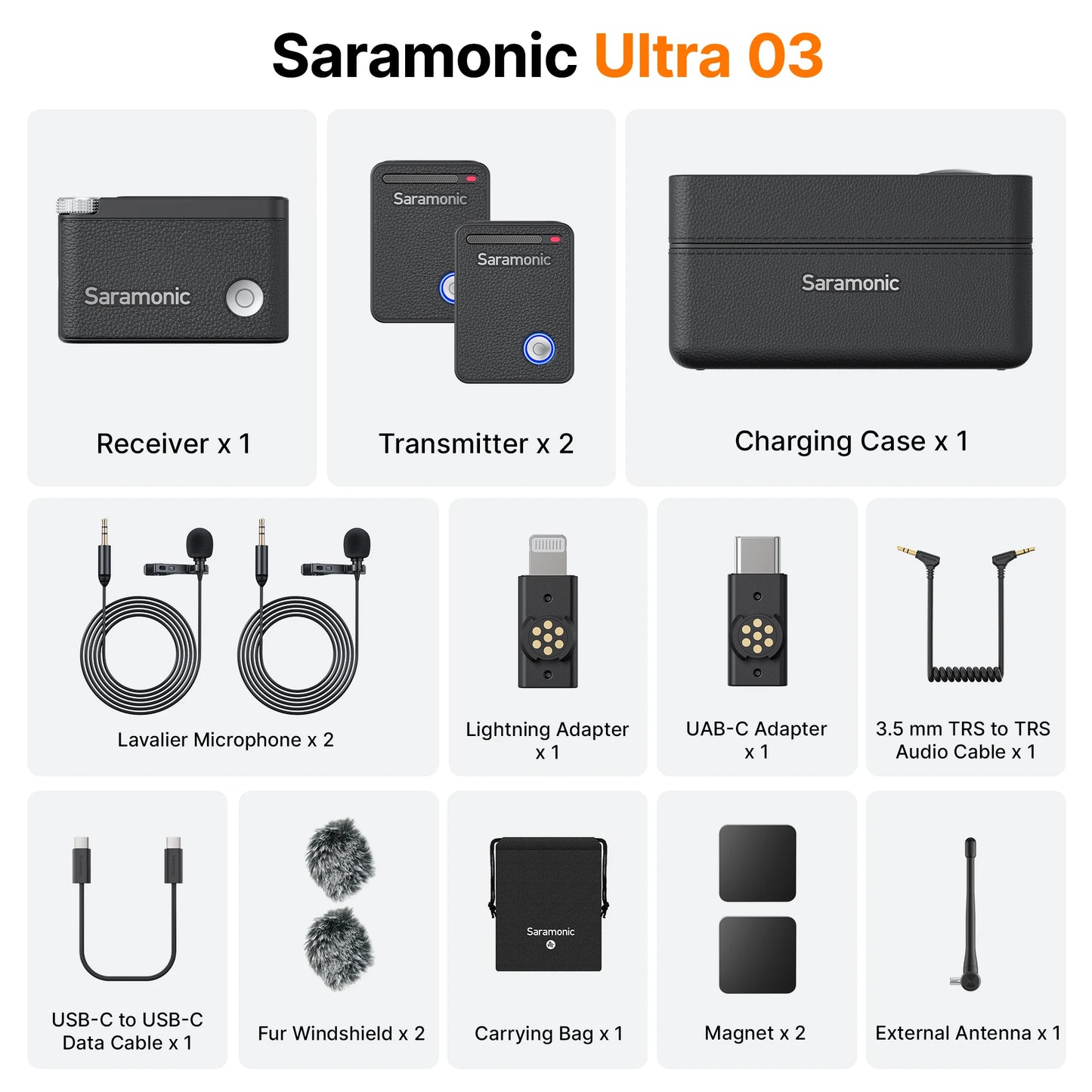 Saramonic Ultra Wireless Lavalier Microphone for iPhone Android USB-C Smartphones DSLR Cameras Streaming Video Recording Youtube