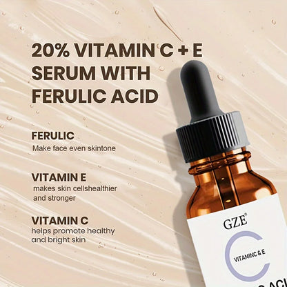 GZE Ferulic Facial Serum with Vitamin C, Vitamin E, & Absorbic Acid - Make you looks Younger, Skin Brightening Face Essence