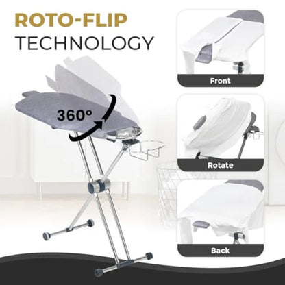 Dazzl 360° Dual-Sided Iron Board - Torso-Shaped Ironing Board Full Size with 8-Level Adjustable Height Rotatable and Detachable