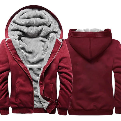 Winter Warm Sherpa Lined Coat for Men Heavyweight Plush Fleece Jackets Outwear Long Sleeve Zip Up Hoodie Sweatshirt Tops Outfits