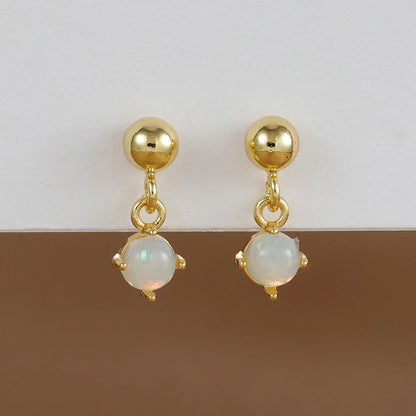 2PCS Star & Moon Opal Zircon Earrings – Stainless Steel Studs for Women
