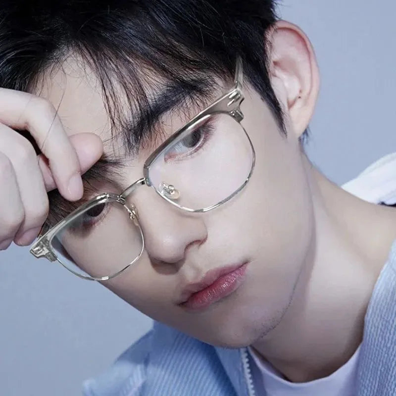 XJiea 2024 Photochromic Anti-blue Light Glasses Men Fashion Rectangle Semi Rimless Eyewear For Women Office Computer Goggle