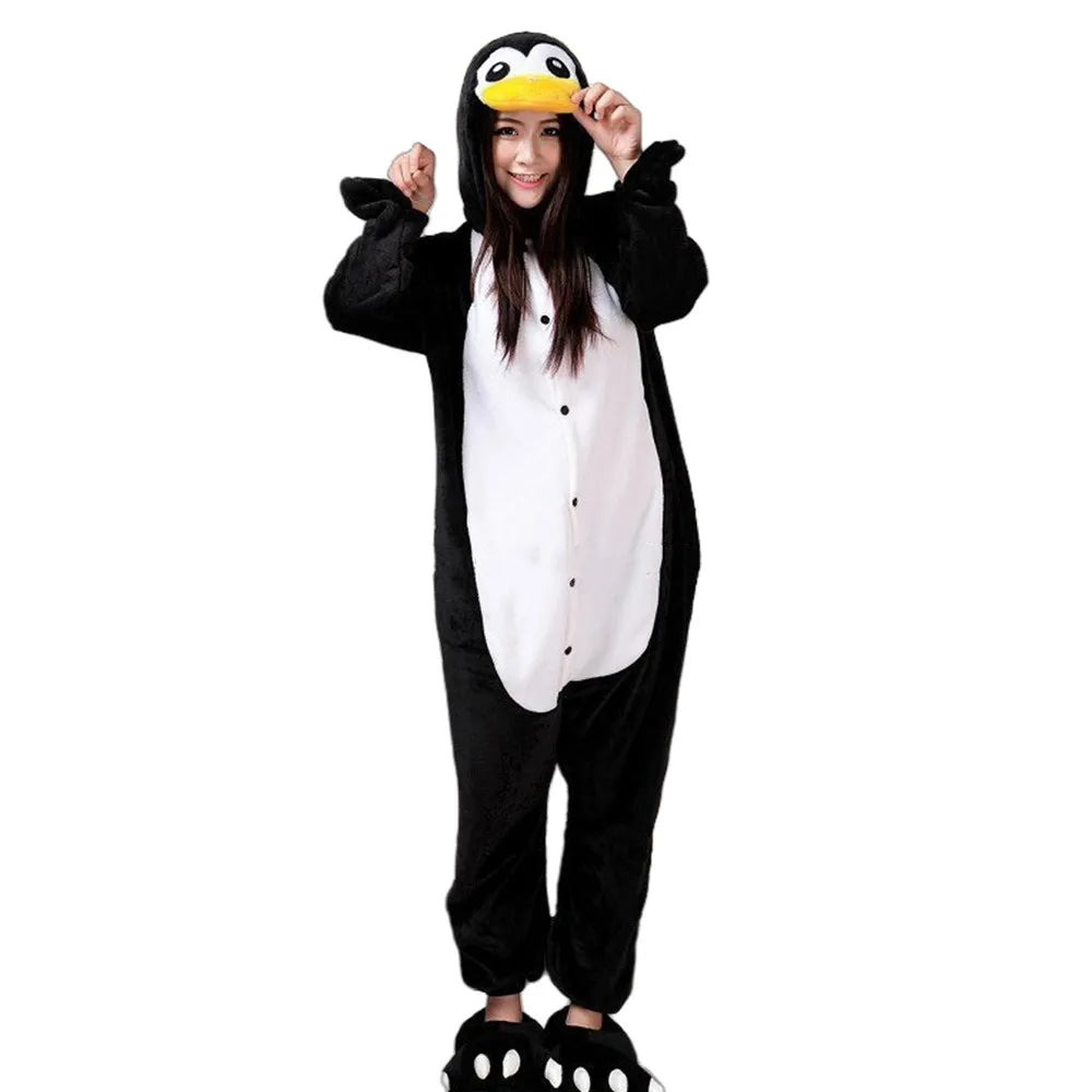 Animal Onesies Lion Tiger Leopard Wolf Fox Zebra Hippo Koala Bat Donkey Rabbit Chinchilla Frog Bee Penguin Dog Kigurumi Adult