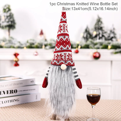 Christmas Wine Bottle Cover Merry Christmas Decorations For Home 2025 Navidad Noel Natal Ornaments Xmas Gift Happy New Year 2026