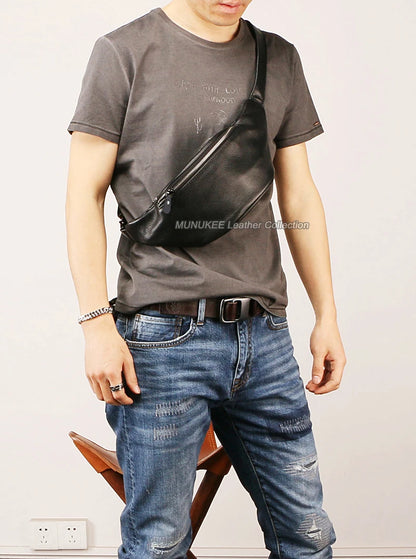 Fashion Genuine Leather waist bag for men fanny pack Leather belt bag waist pack bum bag money belt waist pouch molle pochete