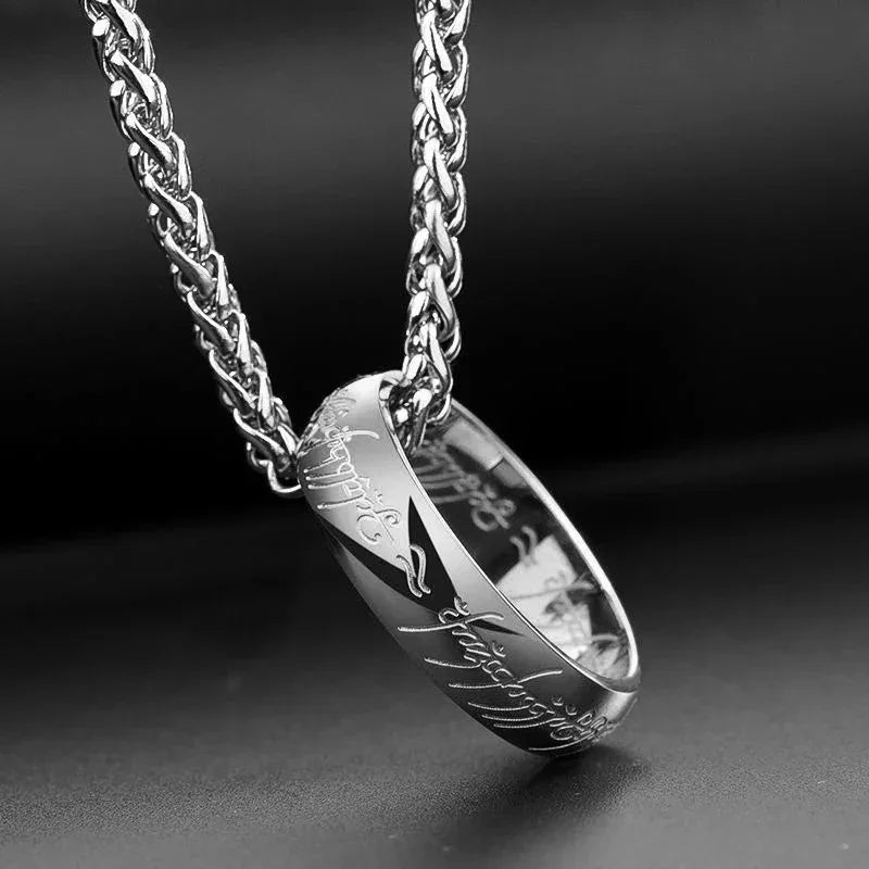 King of Necklace Stainless Steel Necklace Ring Fit Movie Jewelry Lord Of The Necklace 3.0 Square Thick Pearl Chain Hip-Hop