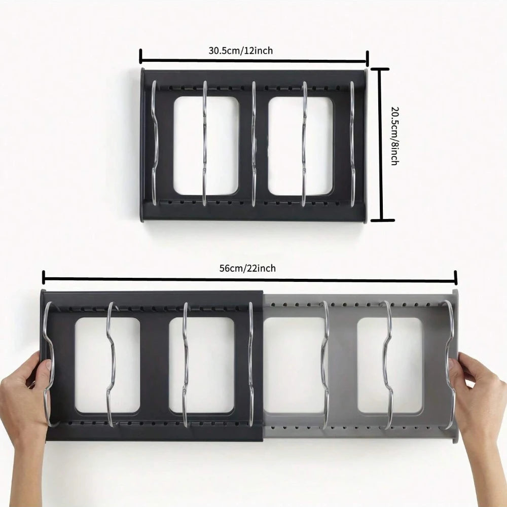 Expandable Pan & Lid Organizer Rack – Adjustable Kitchen Cabinet Holder