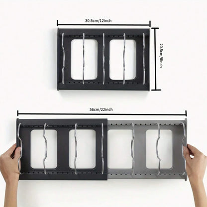 Expandable Pan & Lid Organizer Rack – Adjustable Kitchen Cabinet Holder
