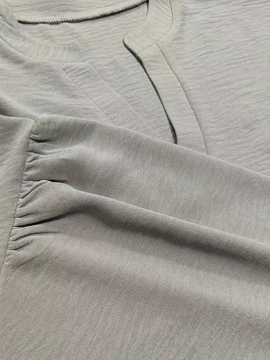 Plus Size 1XL-5XL Women's CasualLadies Fashion Solid Blouse Solid Color Loose Tops V-neck Blouse Long Sleeve Shirt