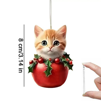 2D Acrylic Christmas Tree Hanging Ornaments Cat Shaped Pendants Christmas Decorations For Home Xmas Gifts New Year 2025 S1A4