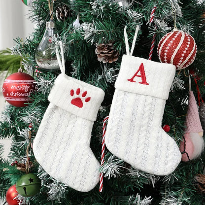 Christmas Socks Knitting Snowflake Letter Stocking Christmas Decoration For Home 2025 Xmas Tree Ornament Gift Navidad Natal 2026