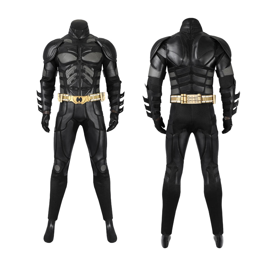 Superhero Bruce Wayne  High Quality Movie Dark Knight Bat Cosplay  Battle Costume Outfit Man Vest Cloak Mask Halloween Carnivl