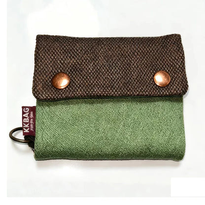 Women's Handmade Fold Fabric Wallet Simple Color Contrast Short Zipper Purses Cartoon Coin Purse Card Holder Key Organizer