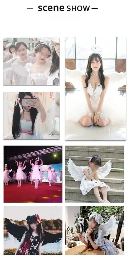 White Angel Feather Wings Festival PartyDecoration Props Scene Decoration Children Adult VictoriasSecret Fashion ShowPerformance