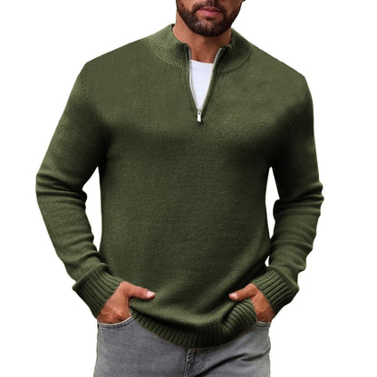 Men's Quarter Zip Sweater Knit Sweater Mock Neck Polo Sweater Casual Pullover Sweate Winter Warm Long Sleeve Polo Sweaters