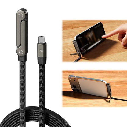2-in-1 Data Wire Foldable Phone Tablet 240W Fast Charging Foldable Mobile Phone Holder Data Cable Type-C To Type-C USB-A To Type