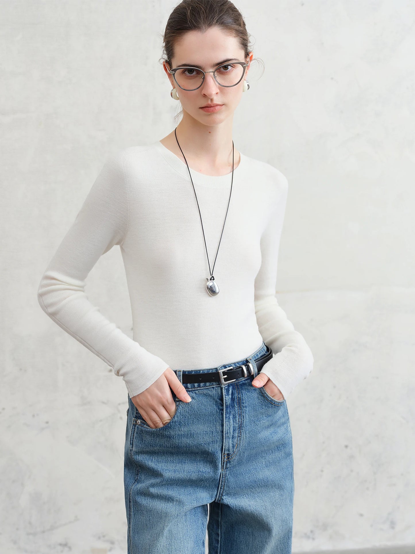 FSLE【Premium Series】German Biella Wool Autumn Super Fine Washable Seamless One-Piece Mock Neck Thermal Base Layer Shirt Women
