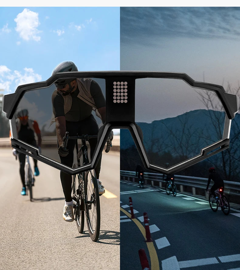 ROCKBROS Bicycle Sunglasses Polarized & Photochromic Electronic Color Change Cycling Glasses UV400 Bike Eyewear Sports Goggles
