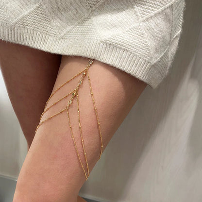 2024 New Women Bohemian Thigh Chain Simple Star Body Chains for Women Double-layer Metal Bodychain Fashion Thigh Jewelry Leg Cha