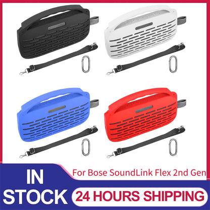 Silicone Case Cover for Bose SoundLink Flex 2nd Gen Speaker Travel Protective Carrying Case Pouch with Handle & Shoulder Strap