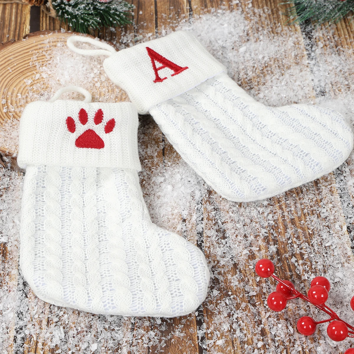 Christmas Socks Knitting Snowflake Letter Stocking Christmas Decoration For Home 2025 Xmas Tree Ornament Gift Navidad Natal 2026