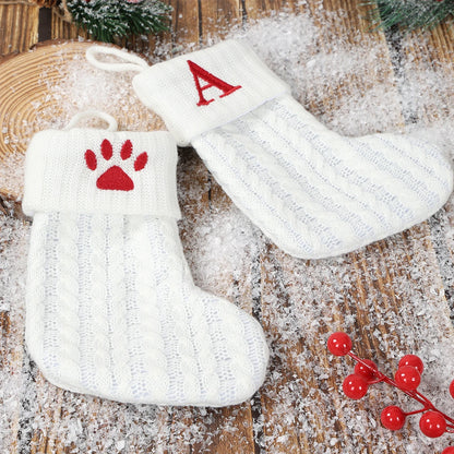 Christmas Socks Knitting Snowflake Letter Stocking Christmas Decoration For Home 2025 Xmas Tree Ornament Gift Navidad Natal 2026