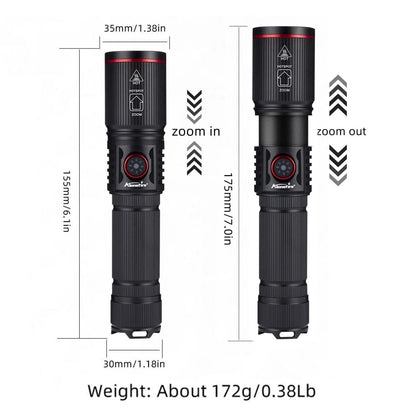 20W Zoom Round Beam Light LED High Power flashlight USB Rechargeable Torch Camping Outdoor Hunting Fishing Walking Lighting Lamp