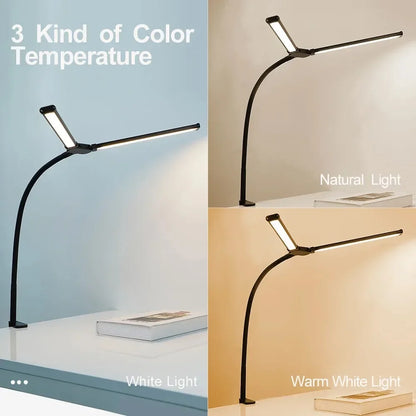 Double Single Head Led Clip Desk Lamp Dimmable Computer Table Lamps Monitor Light Architect Table Lamp for Office Reading Lights