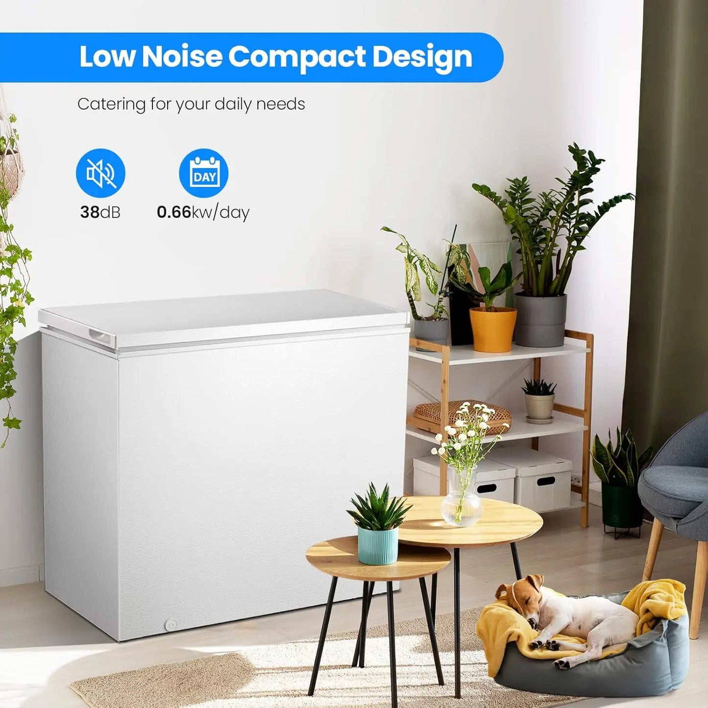 Kismile 7.0 Cubic Feet Chest Freezer with 3 Removable Basket, Free Standing Top Open Door Compact Deep Freezer with Adjustable
